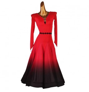 Black red white gradient ballroom dance dresses for women girls competition waltz tango ballroom dance dress gown for lady