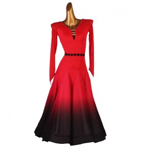 Black red white gradient ballroom dance dresses for women girls competition waltz tango ballroom dance dress gown for lady