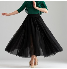 Black tulle 3 layers ballroom dance skirts for women waltz tango foxtrot smooth ballroom dancing skirts for female