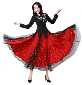 Black with red Ballroom dancing dress for women female waltz national competition skirt