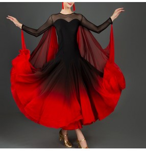 Black with red gradient ballroom dancing dress for women girls waltz tango foxtrot smooth standard ballroom dance dress
