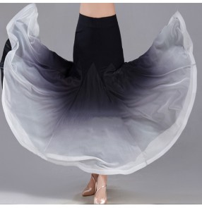 Black with white Gradient style ballroom dance skirts for women waltz tango foxtrot smooth dance swing skirts national standard dance skirts for lady