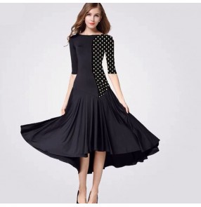 Black with white polka dot ballroom dancing dresses for women girls waltz tango foxtort rhythem smooth dance long skirts costumes for female