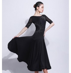 Black women's girls ballroom dance dresses professional competition waltz tango stage performance long dresses