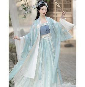 Blue Chinese Hanfu for women girls Fairy princess film dance dresses Han Tang Ming Chinese traditional folk costumes for female photos shooting cosplay kimono dress