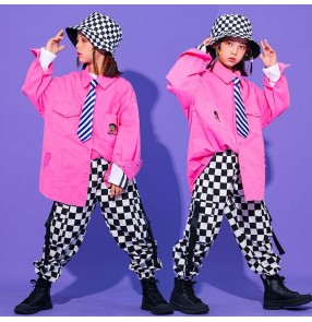 Boy girls hiphop street dance outfits school stage performance model show performance rap dance clothing children singers gogo dancers performing costumes