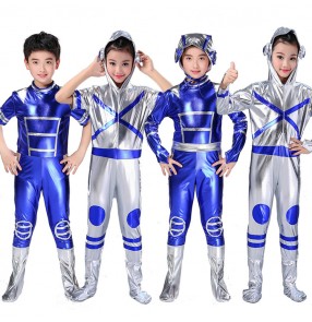 Boy girls robot dance space stage performance costumes kids children cartoon astronaut space performance modern dance outfits