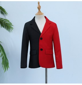 Boy jazz dance coats blazers kids flower boys host piano drummer stage performance coats tops blazer