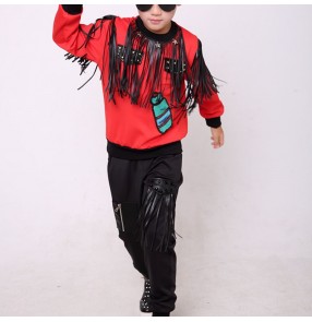 Boy jazz dance costumes children hiphop stage performance cosplay street modern dance tops and pants