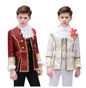 Boy kids European palace prince drama cosplay dress coats and pants Europe court stage performance suit 