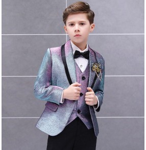 Boy kids  flower boys wedding party stage performance blazers and pants drummer piano performance coat and pants