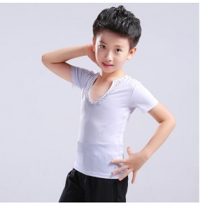 Boy latin ballroom dance shirts short long sleeves tops competition salsa samba dance shirts tops