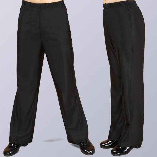 Boy latin ballroom dance straight long pants black colored stage