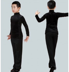 Boy Latin dance clothing velvet kids autumn and winter long-sleeved exercise latin dance shirts and wide leg latin pants clothes