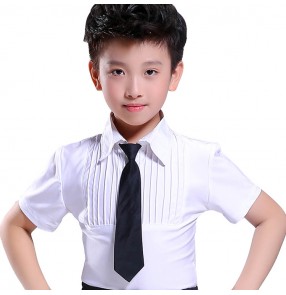 Boy latin dance tops children kids competition stage performance long sleeves exercises salsa chacha t shirts