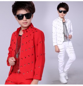 Boy's jazz dance outfits children street modern dance hip hop drummer host singers gogo dancers model show stage performance costumes