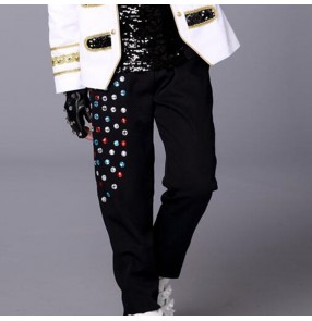 Boy's modern dance jazz hiphop street dance pants  black colored children school dance studio model show drummer stage performance harem pants