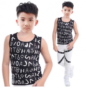 Boy sequin letter jazz dance vests hiphop modern dance singers dance studio drummer competition tops