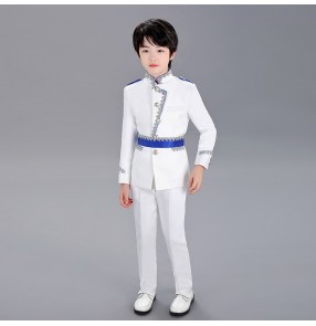 Boy singers chorus performance coats pants England style white suit European style Prince Charming piano performance Christmas Performing costume