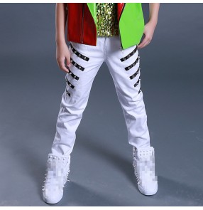 Boy street jazz dance rivet pants kids children modern dance stage performance drummer hiphop singers gogo dancers trousers