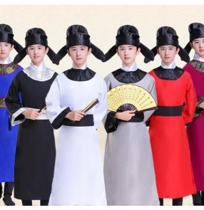 Boys Chinese traditional Tang Dynasty Costume Hanfu Children Li Bai Du Fu Poet Costume Dragon Boat Festival Qu Yuan Scholar Drama cosplay clothes