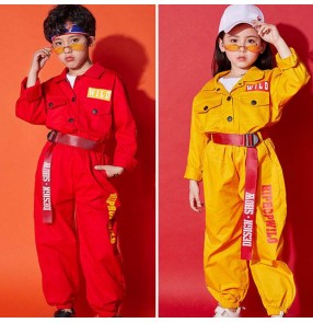 Boys girls hiphop street dance costumes children kids modern dance gogo dancers model show performance tops and pants