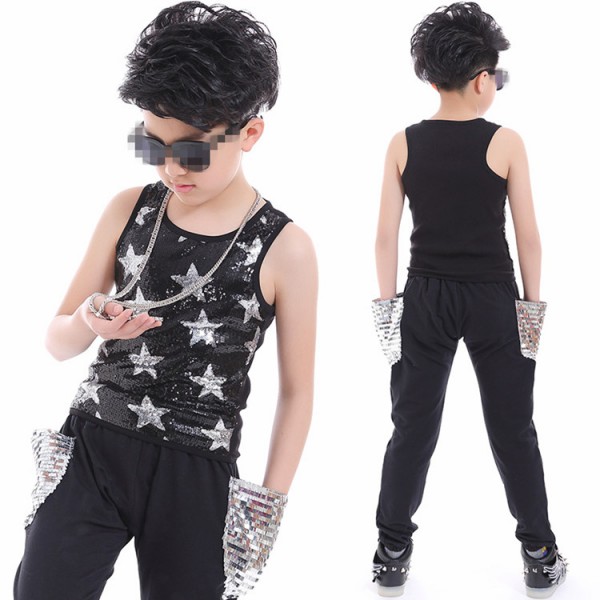 Boys Jazz Dance Costumes Paillette Modern Dance Drummer