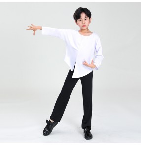 Boys kids black white ballroom Latin dance practice dance shirts and pants children's modern dance performance clothing boy ballroom national dance outfits sets for baby