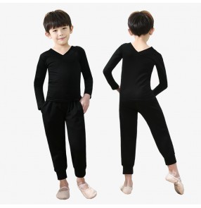 Boys latin dance shirts and pants modern dance ballet dance tops and pants for kids pratice fitness dance outfits for boys