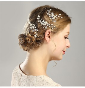 Bridal hairpin white pearl hairpin bridal wedding accessories headdress for women