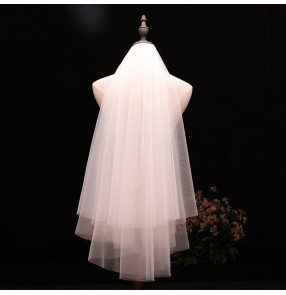 Bridal wedding veil simple two-layer veil for bride wedding party photo shooting white ivory veil  head accessories for bride