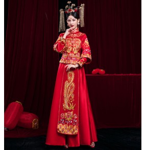 Bride Chinese wedding dress ancient wedding party costume dragon and phoenix gown wedding dress drama cosplay photos shooting cheongsam qipao dress