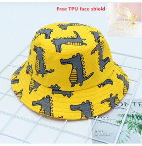 Cartoon fisherman's cap for baby kids anti spray saliva safe protection outdoor sun hat for boy girls