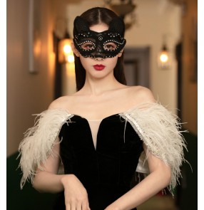 Cat ear cosplay veil mask for Women sexy little wild cat black Halloween Christmas masquerade half face mask female banquet masquerade prom party accessories