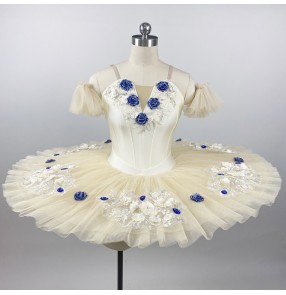 Champagne children professional ballet tutu skirt ballerina ballet dance dresses kids group organization performance stage costumes