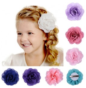 Chiffon rose flowers headdress for kids girls modern latin dance princess dress chorus stage performance head flowers