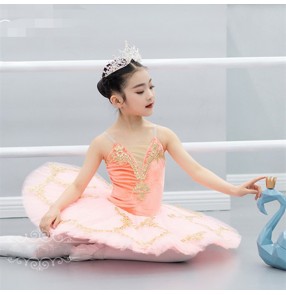 Children Baby orange pink velvet tutu skirts ballet dance dresses ballerina sleeping beauty little swan lake ballet performance professional costumes for kids