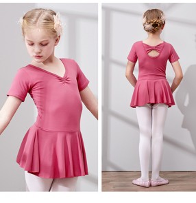 Children ballet dance clothes girls gymnastics practice clothes short-sleeved ballet dance skirt performance examination clothes