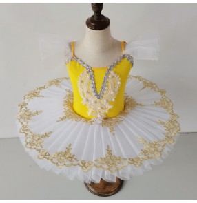 Children black yellow green pink white tutu skirts Girls sling ballet dance dresses Swan Lake Dance Puffy Skirt Children ballerina Dance Performance Costume