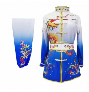 Children boy wushu performance clothing Taekwondo Judo girls pink yellow blue Chinese dragon Kung Fu clothing competition Tai Chi martial art performance clothing