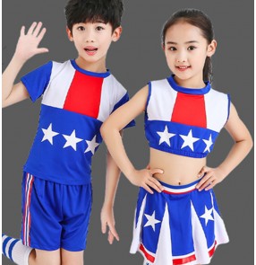 Children boys girls school performance cheerleaders costumes kids modern dance school uniforms cheerleaders dancing costumes