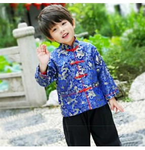 children chinese folk dance costumes dragon pattern boys girls jackets tang suit