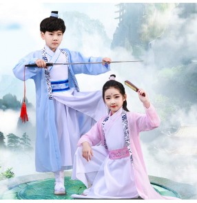 Children chinese Hanfu fairy princess swordsman photos shooting drama cosplay stage performance robes for girls and boys 