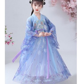 Children chinese Hanfu Girl Ancient tang dynasty Costume Fairy princess Skirt Chinese Style Tang Costume chinese fairy Dress kimono dress