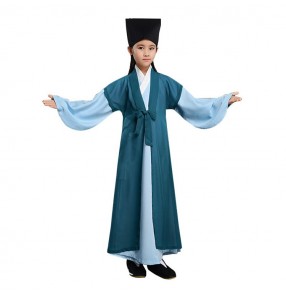 Children Chinese traditional Hanfu boys girls stage performance Confucius school scholar drama cosplay robes costumes