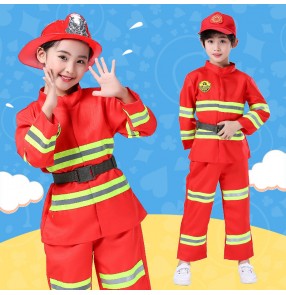 Children firefighter costume boy girls firefighter professional role-playing performance clothing kindergarten firefighting clothing suit