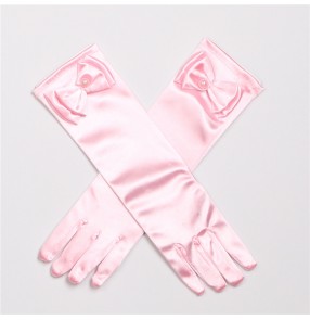 Children flower girls satin long length gloves girls princess cosplay model show chorus choir performance dress gloves