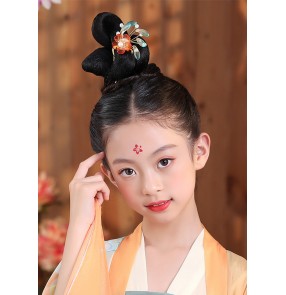 Children Girls chinese ancient hanfu folk costume cosplay wig fairy princess drama cosplay performance Hair Bun Tang Ming Song  fairy Hair Bun for kids