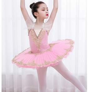 Children Girls little swan lake white ballet dance dress tutu skirt ballerina classical ballet dance costume kids professional ballet pancake fluffy gauze skirt performance outfits