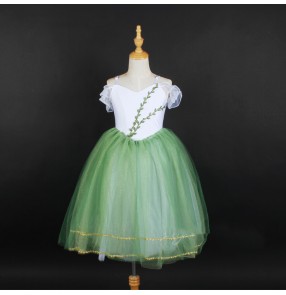 Children Girls Toddlers Green with white fairy Ballet dance dresses tutu skirt Ballerina ballet modern dance costumes